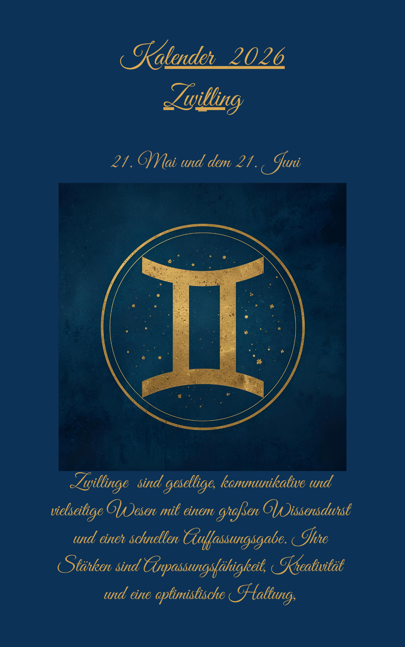 Sternzeichen Zwilling Kalender 2026