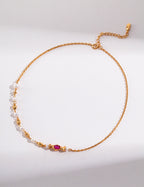 Freshwater Pearl and Pink Zircon Necklace