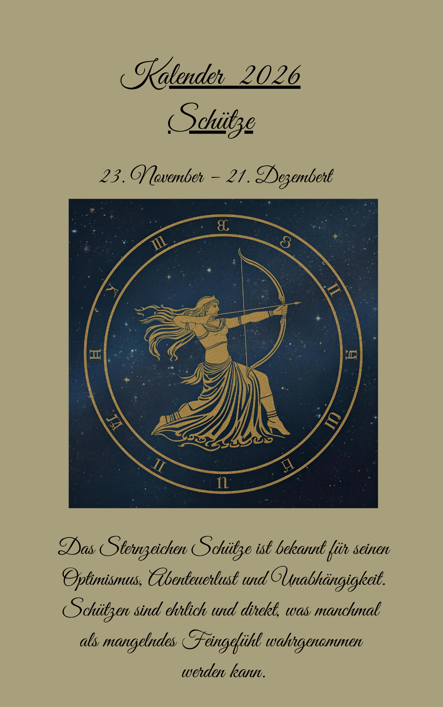 Sternzeichen Schütze Kalender 2026