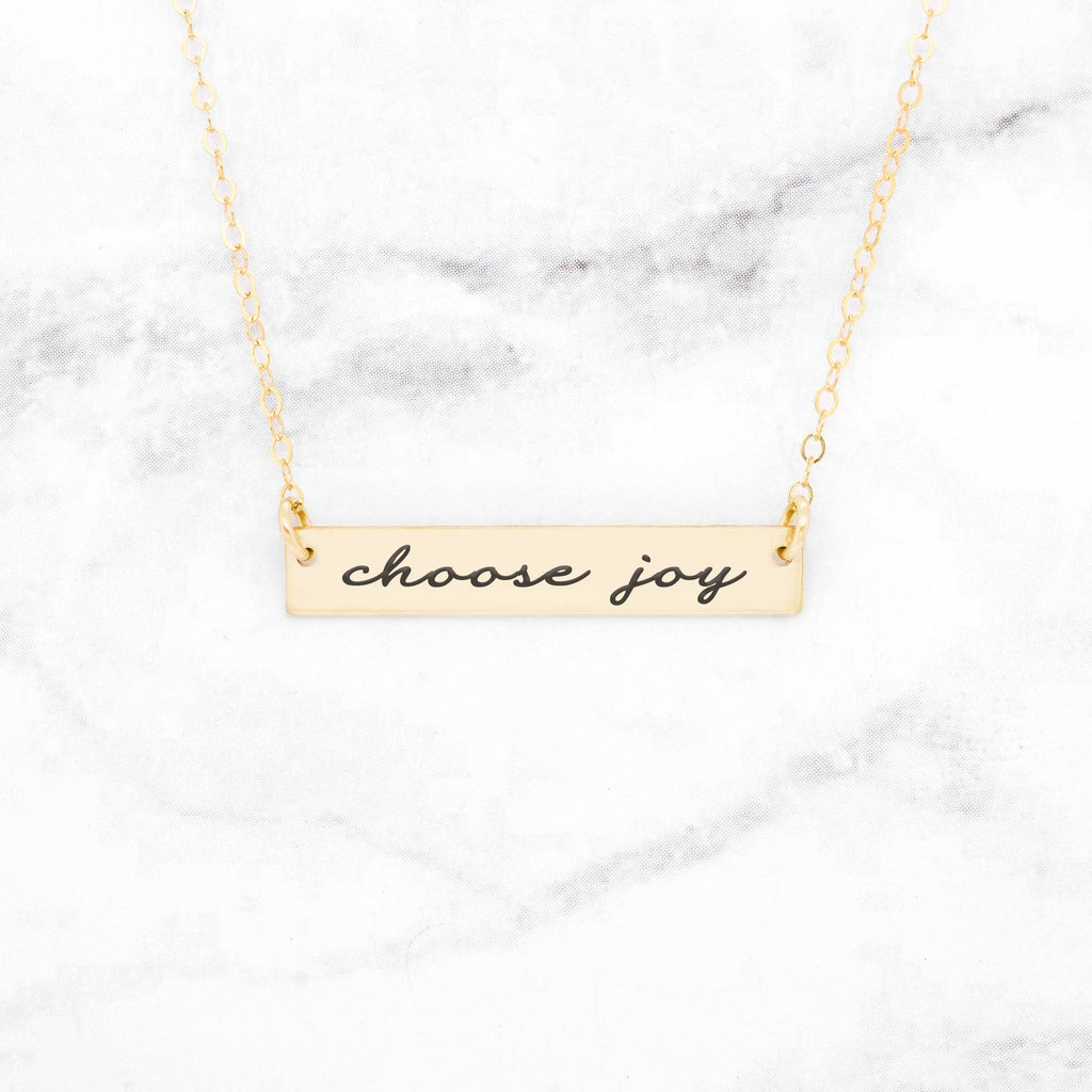 Choose Joy - Rose Gold Quote Bar Necklace