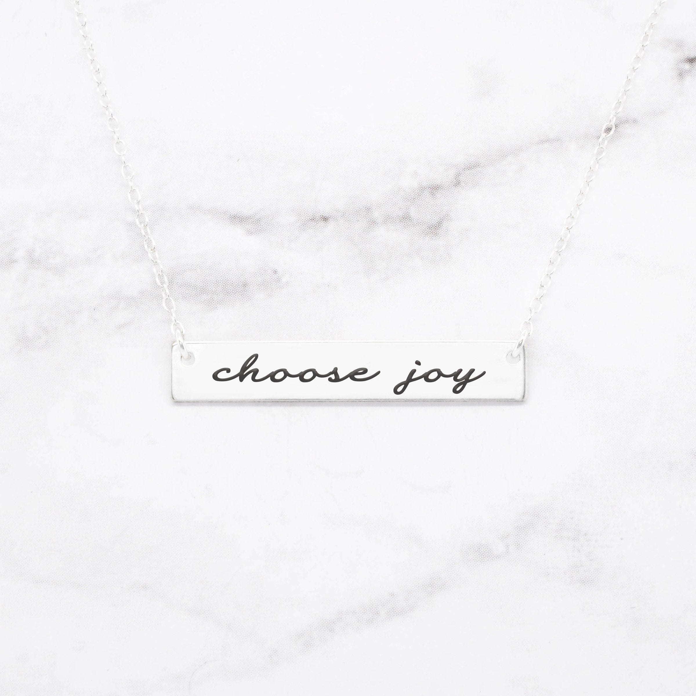 Choose Joy - Rose Gold Quote Bar Necklace