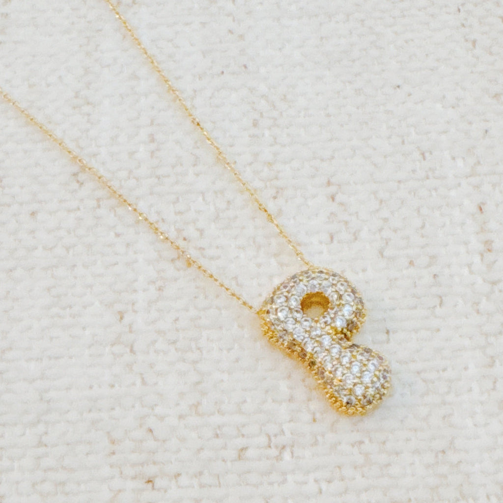 Crystal Bubble Initial Necklace