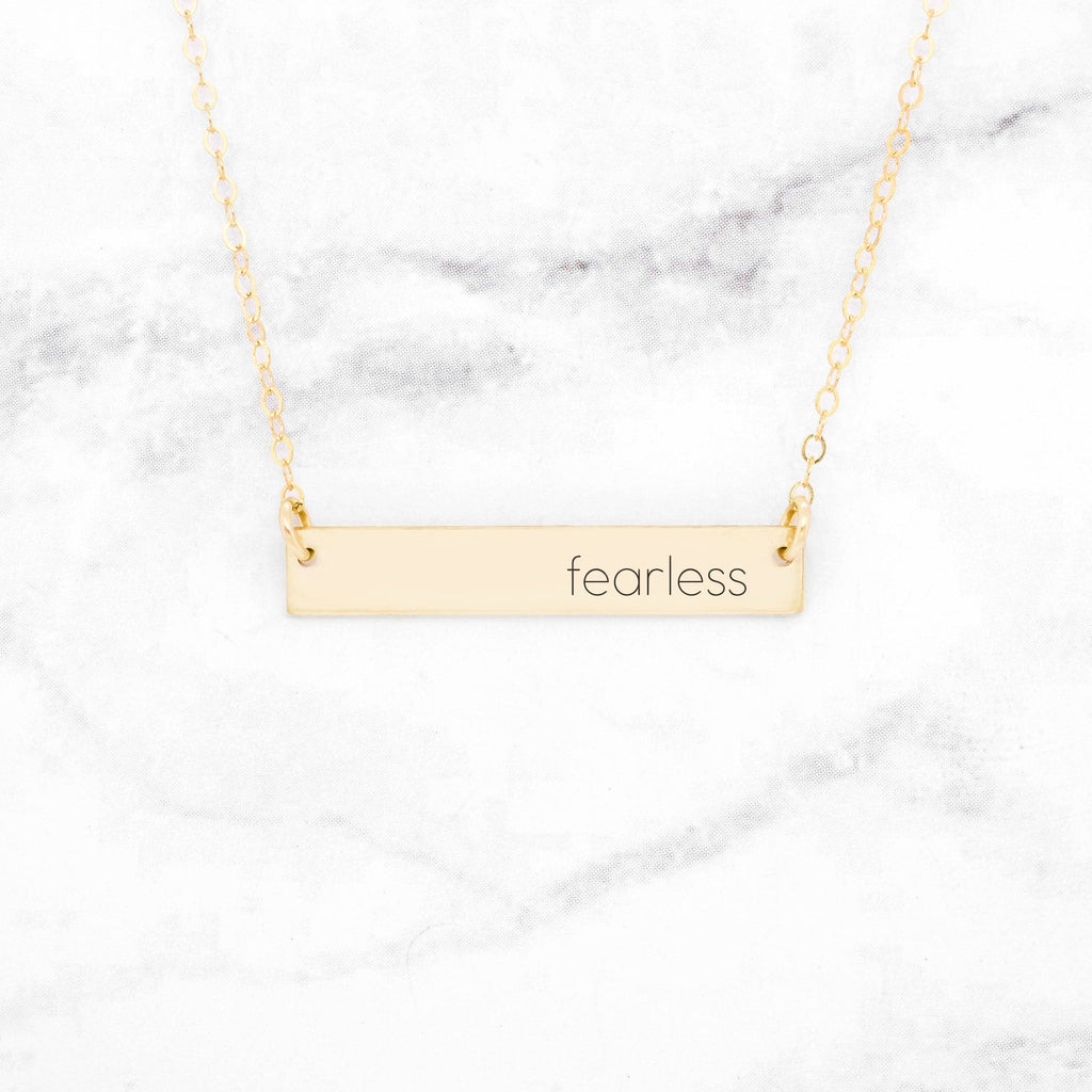 Fearless - Sterling Silver Quote Bar Necklace