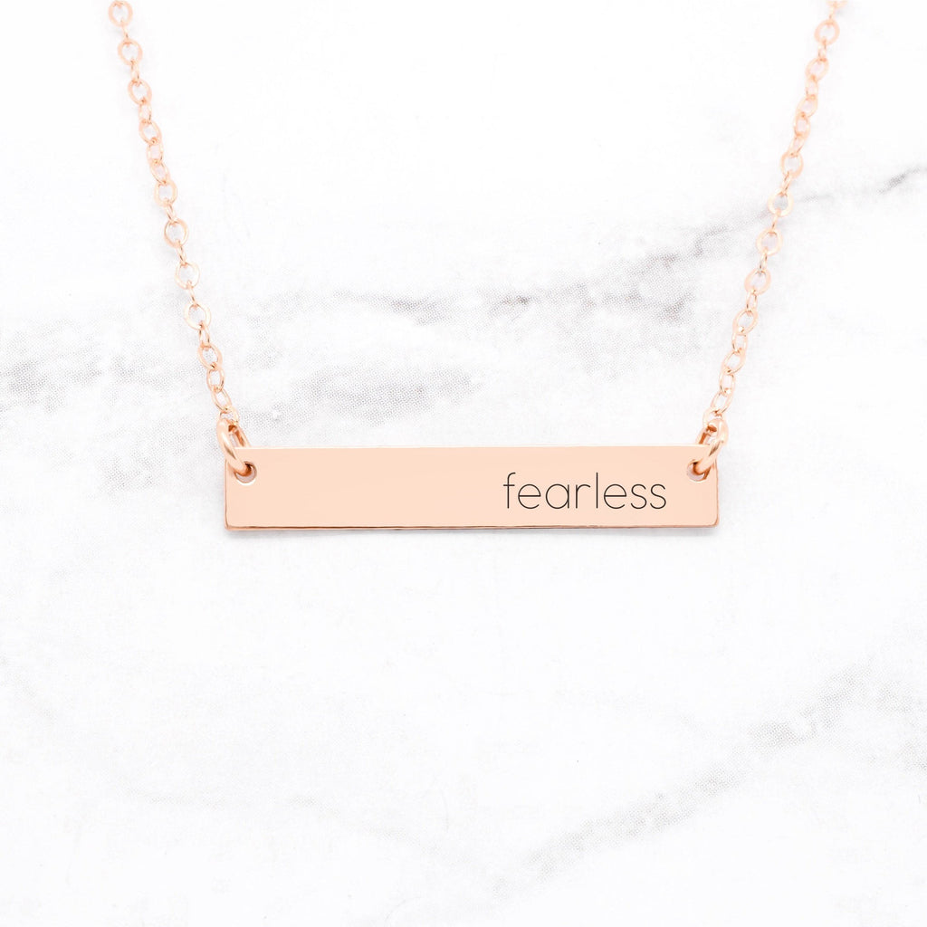 Fearless - Sterling Silver Quote Bar Necklace