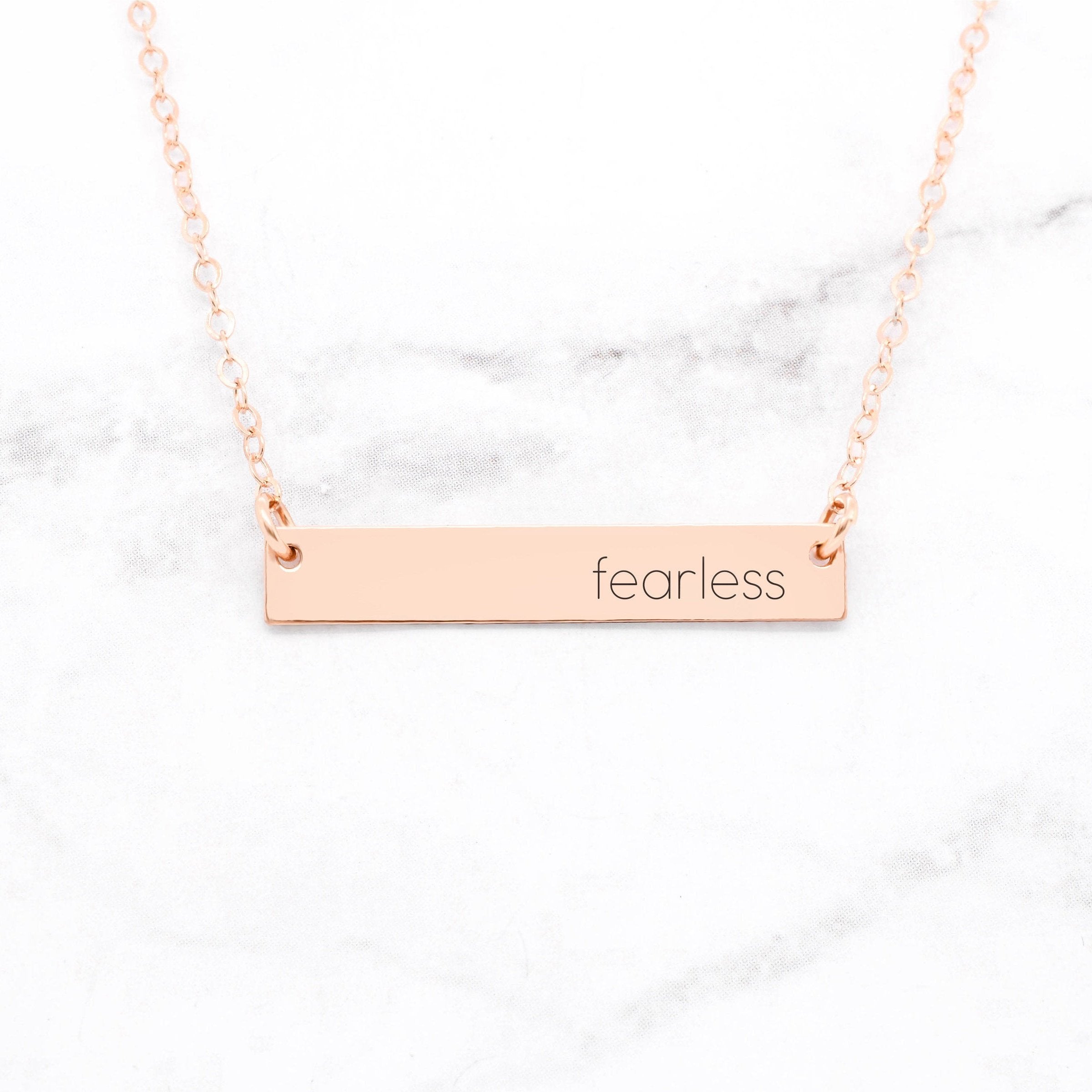 Fearless - Sterling Silver Quote Bar Necklace