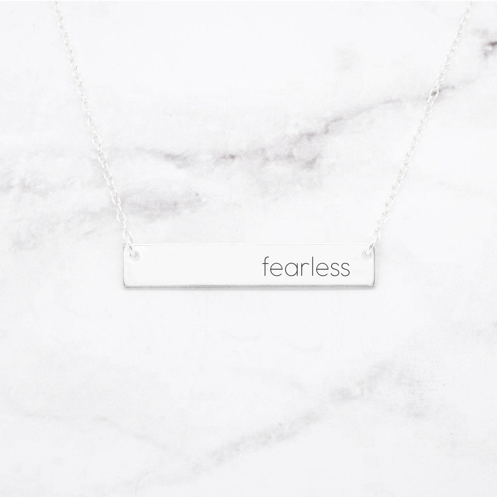 Fearless - Sterling Silver Quote Bar Necklace