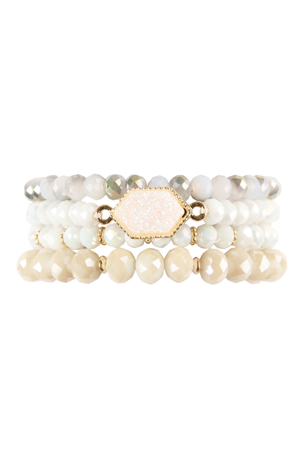 Druzy Stone Hexagon Glass Beads Bracelet