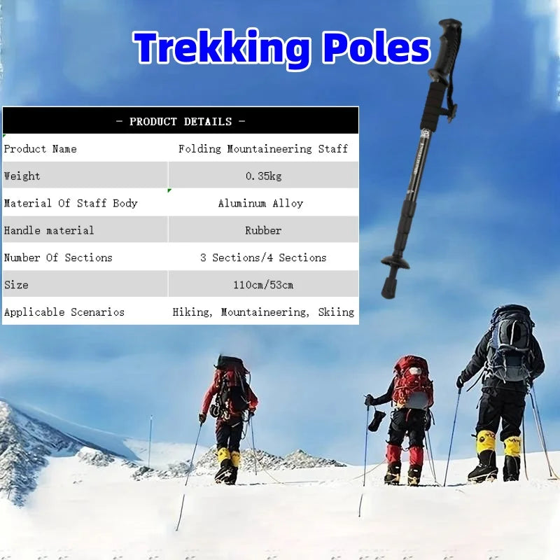 Trekking Poles Shock Absorption Foldable Ultralight Hiking Pole Suitable for