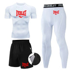 Everlast Men's Sports Fitness Set Long Sleeve Tight+Shorts+Compression Pants