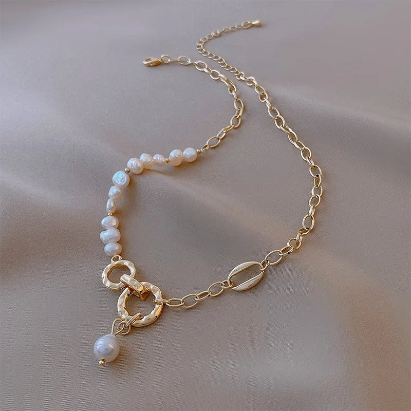 100% Natural Baroque Freshwater Pearl Fashion 14K Gold Filled Female Necklace