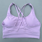 Solid Color Soft Cross Back Women Fitness Bra Tights Yoga Vest High Strength