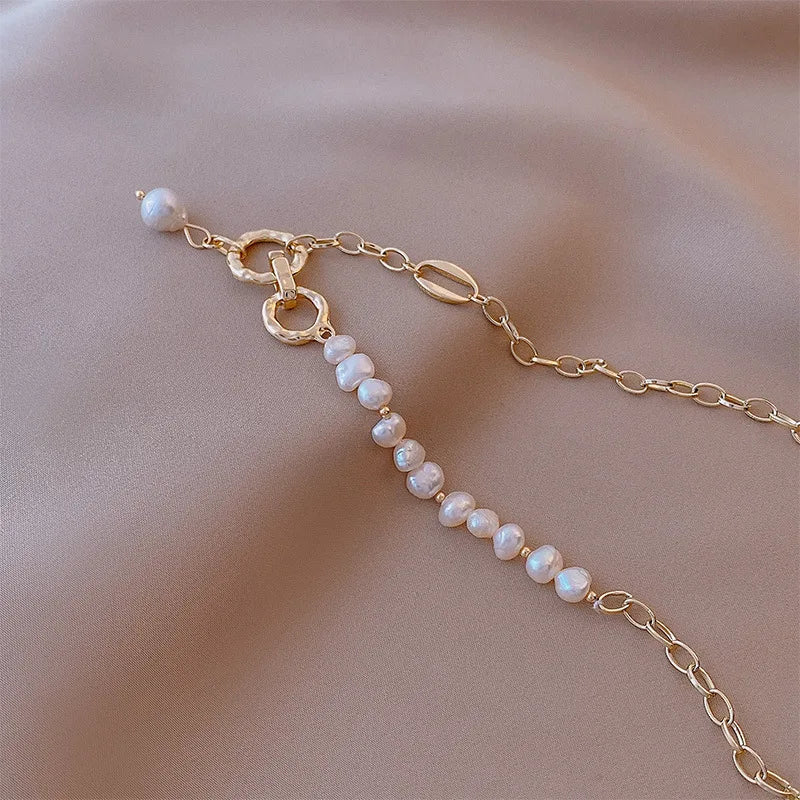 100% Natural Baroque Freshwater Pearl Fashion 14K Gold Filled Female Necklace