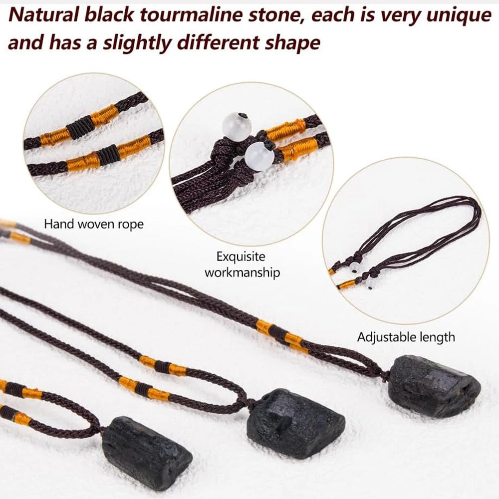 Black Tourmaline Pendant Rough Stone Natural Stone Necklace Ornament Crystal