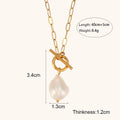 La. Muses Baroque Freshwater Pearl Pendant Stainless Steel Women's Necklace 18K
