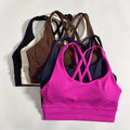 Solid Color Soft Cross Back Women Fitness Bra Tights Yoga Vest High Strength
