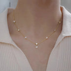 Dainty Lucky Leaf Necklace for Women 925 Sterling Silver Trendy 14K Gold Plating