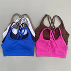 Solid Color Soft Cross Back Women Fitness Bra Tights Yoga Vest High Strength