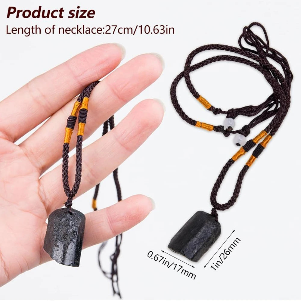 Black Tourmaline Pendant Rough Stone Natural Stone Necklace Ornament Crystal