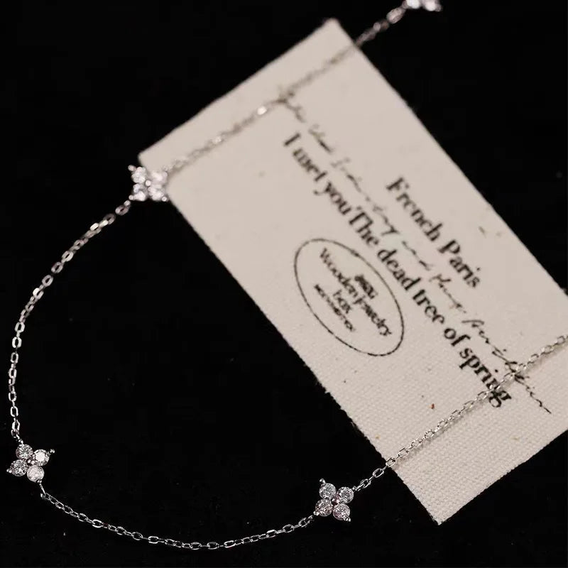 Dainty Lucky Leaf Necklace for Women 925 Sterling Silver Trendy 14K Gold Plating