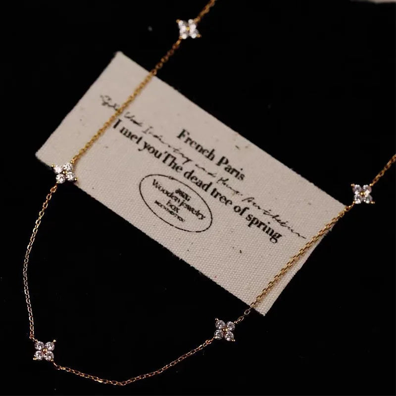 Dainty Lucky Leaf Necklace for Women 925 Sterling Silver Trendy 14K Gold Plating