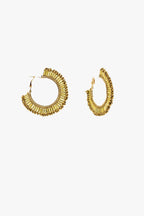 Medium Hoops With Beaded Details in Gold