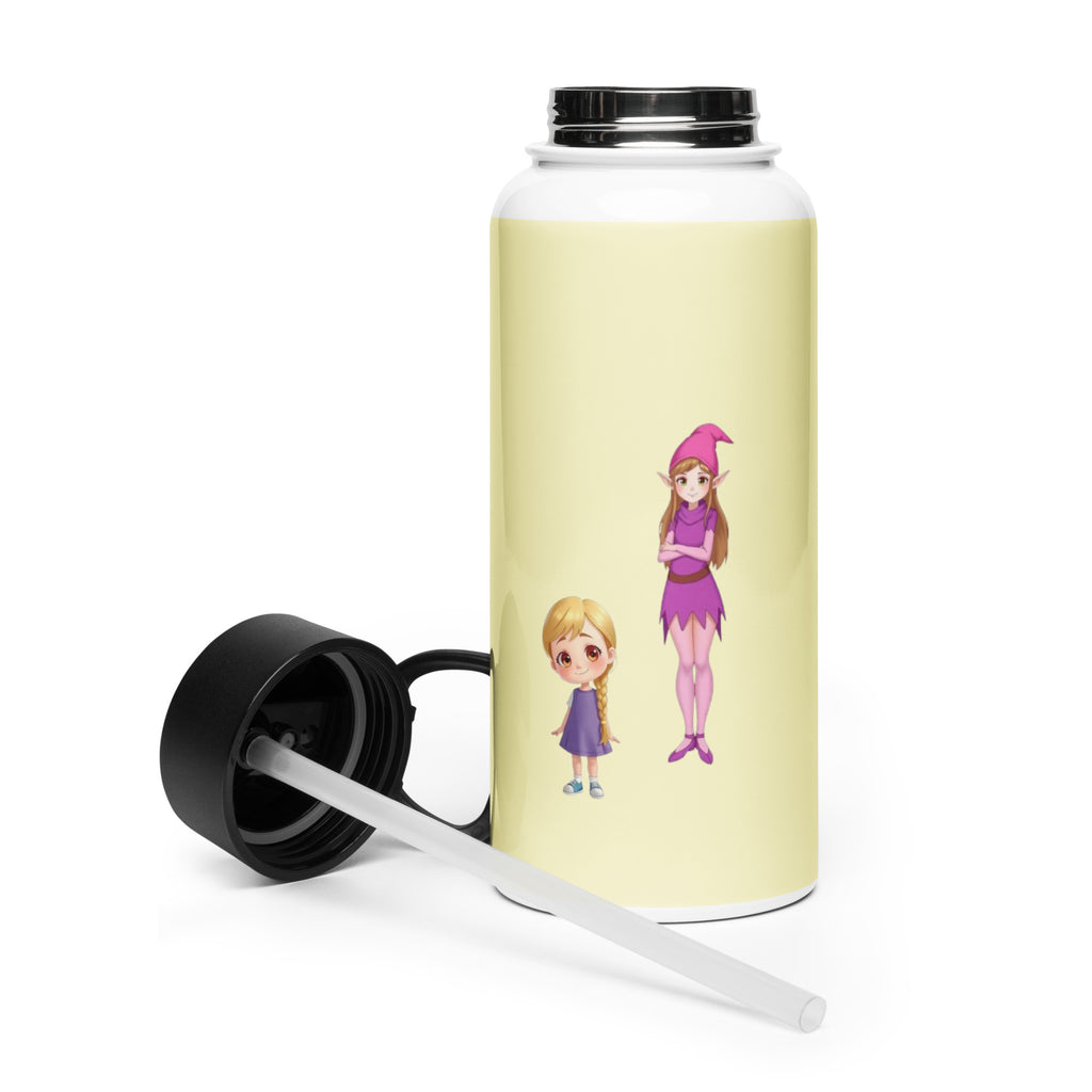 Stainless Steel Water Bottle with a Straw Lid Emmi und die Blumenelfe gelb