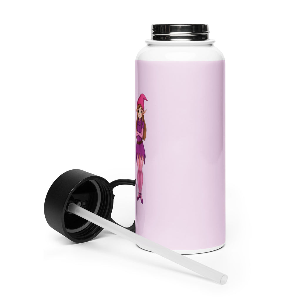 Stainless Steel Water Bottle with a Straw Lid Emmi und die Blumenelfe   rosa